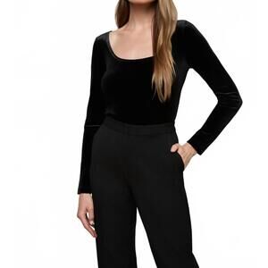 NEW L'AGENCE jelena velvet top in noir